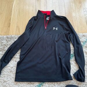 Under Armour Black and Red Quarter-Zip Pullover